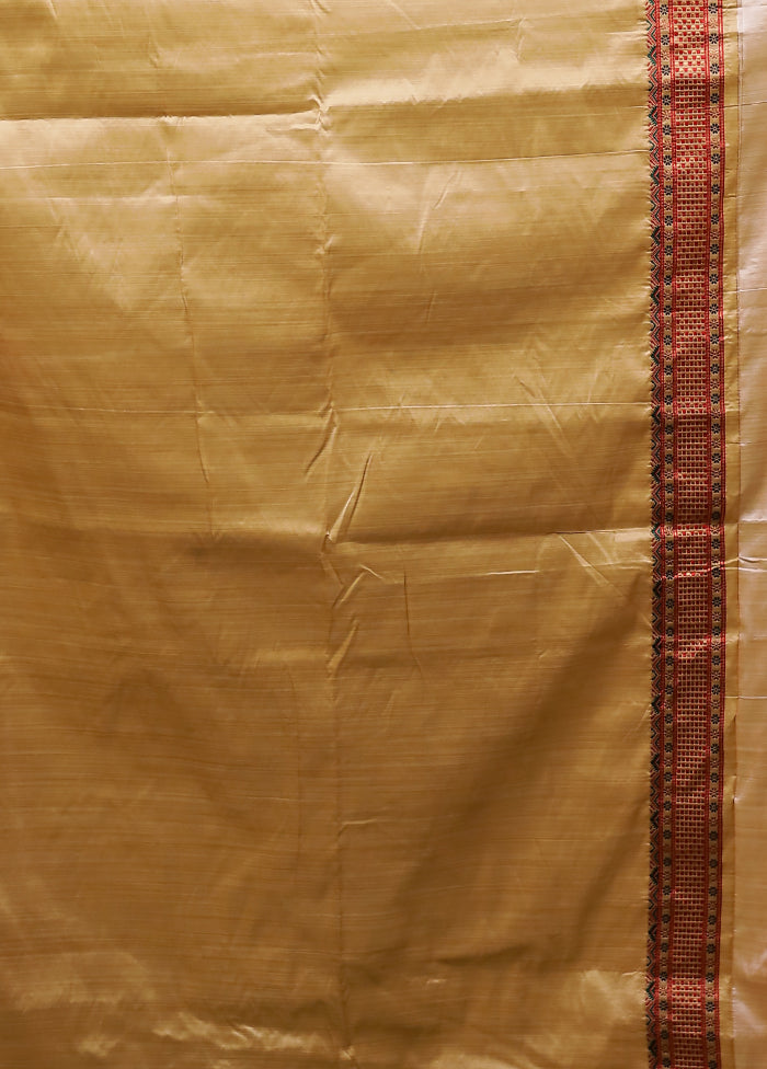 Cream Assam Silk Saree With Blouse Piece