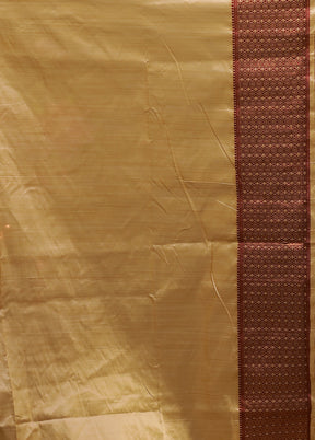Cream Assam Silk Saree With Blouse Piece