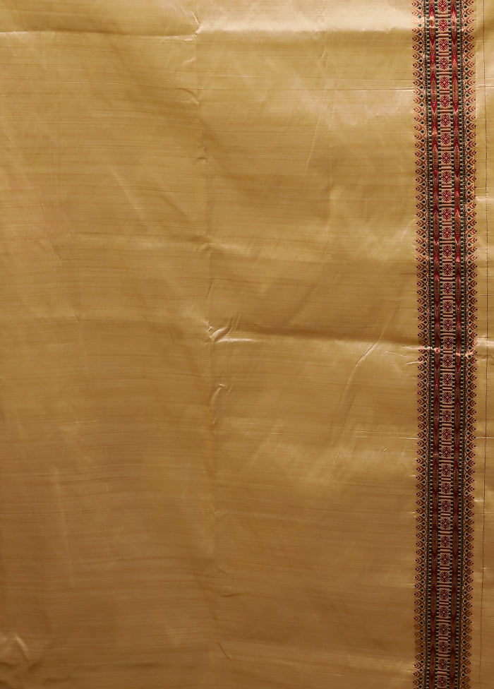 Cream Assam Silk Saree With Blouse Piece