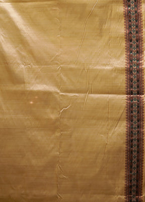 Cream Assam Silk Saree With Blouse Piece