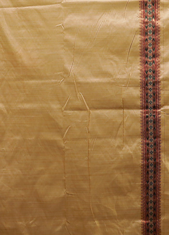 Cream Assam Silk Saree With Blouse Piece