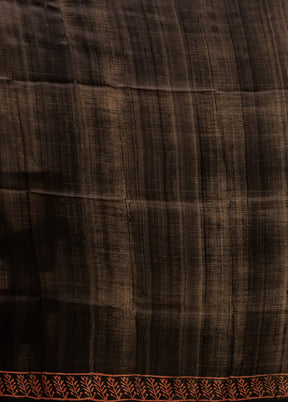 Black Printed Pure Silk Saree Without Blouse Piece