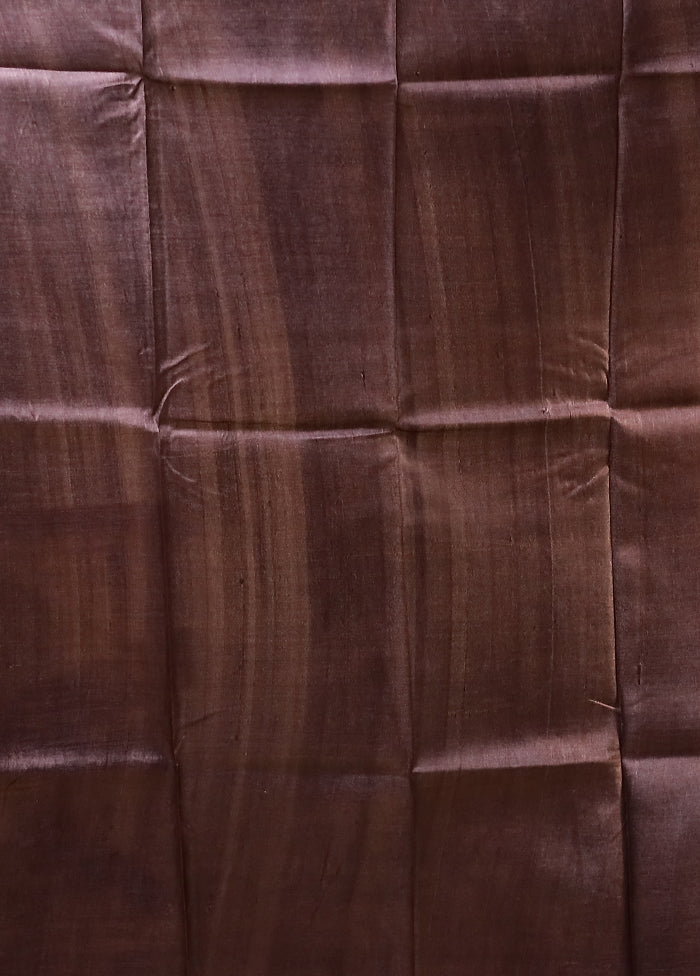 Brown Handloom Tussar Pure Silk Saree With Blouse Piece