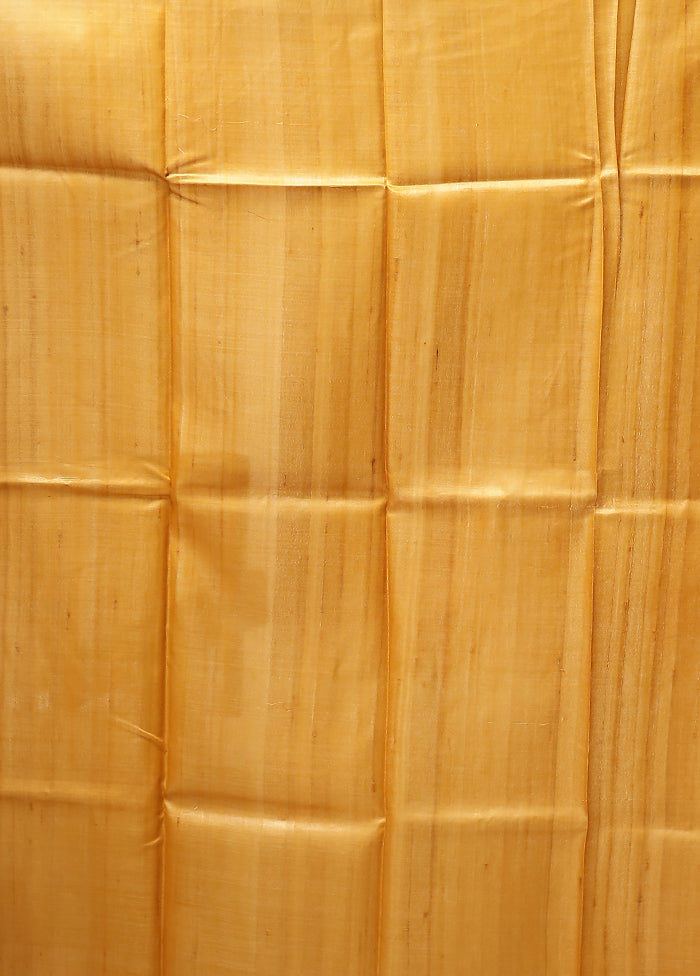 Cream Handloom Tussar Pure Silk Saree With Blouse Piece