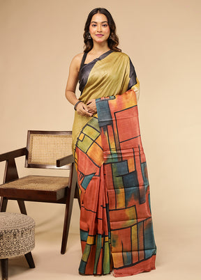 Maroon Handloom Tussar Pure Silk Saree With Blouse Piece