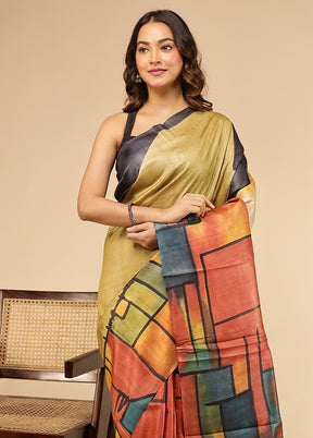 Maroon Handloom Tussar Pure Silk Saree With Blouse Piece