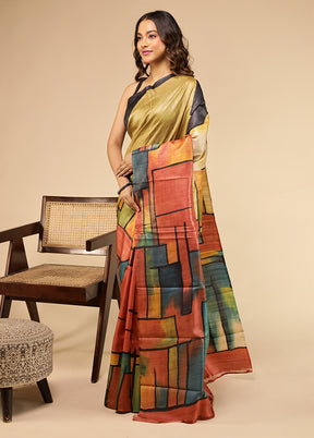 Maroon Handloom Tussar Pure Silk Saree With Blouse Piece