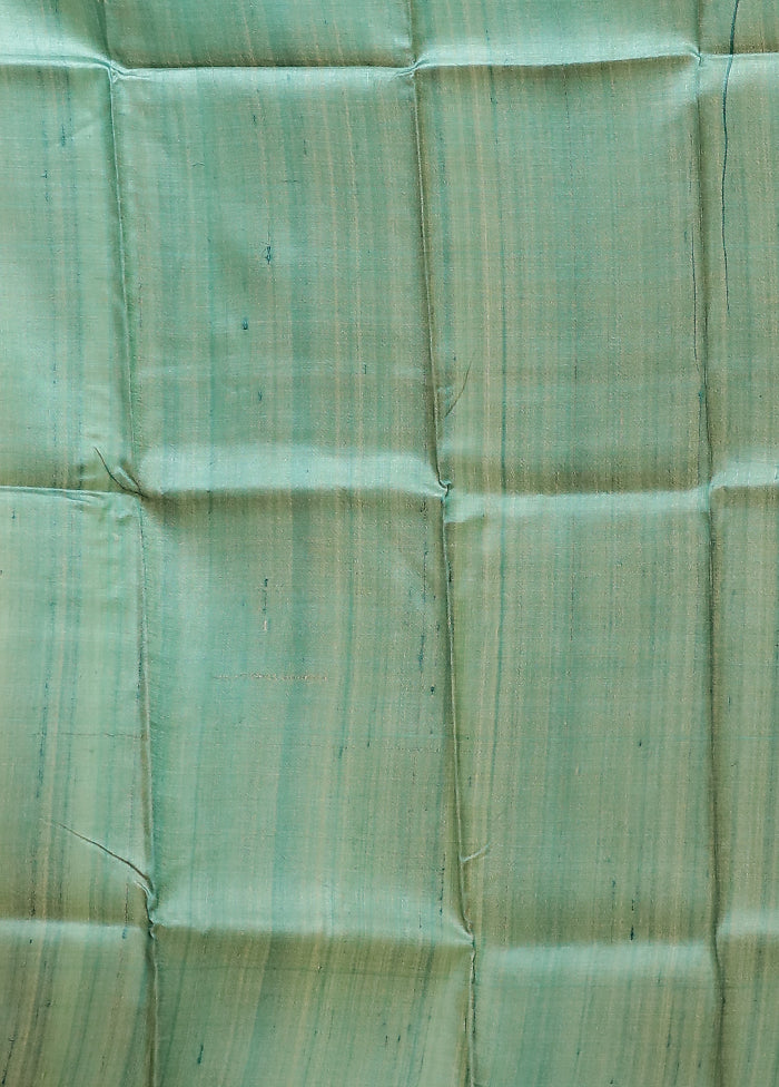 Black Handloom Tussar Pure Silk Saree With Blouse Piece