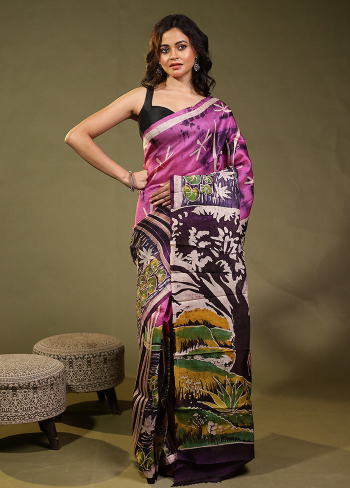 Multicolor Printed Pure Silk Saree Without Blouse Piece
