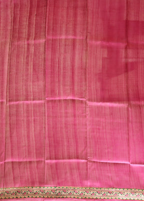 Pink Printed Pure Silk Saree Without Blouse Piece