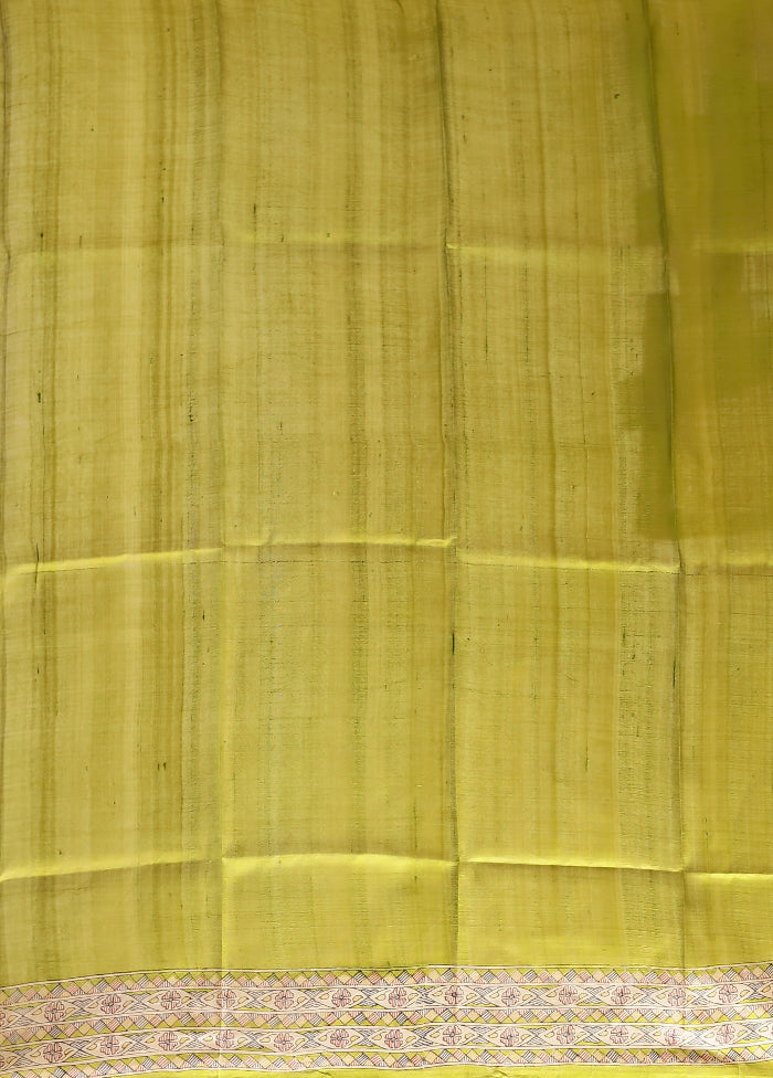Green Printed Pure Silk Saree Without Blouse Piece