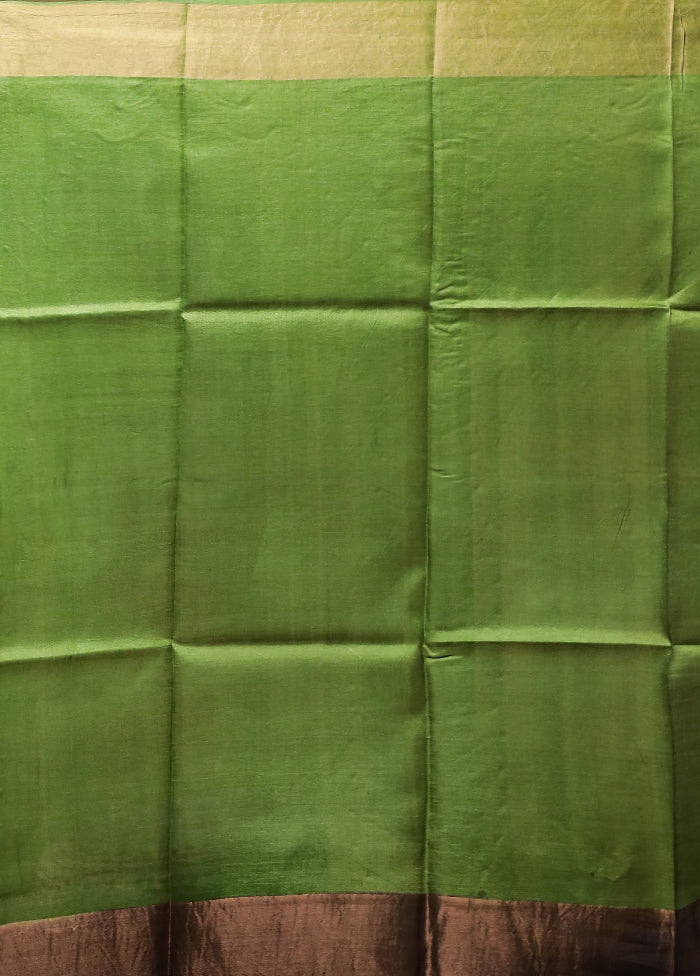 Blue Tussar Silk Saree With Blouse Piece