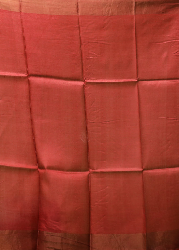 Cream Tussar Silk Saree With Blouse Piece