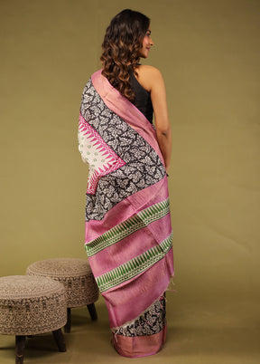 Cream Tussar Silk Saree With Blouse Piece