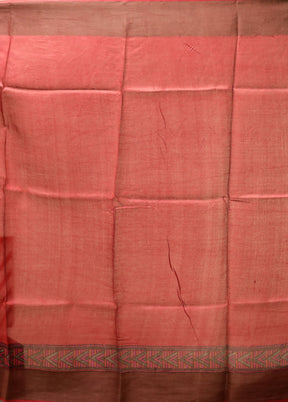 Cream Handloom Tussar Pure Silk Saree With Blouse Piece