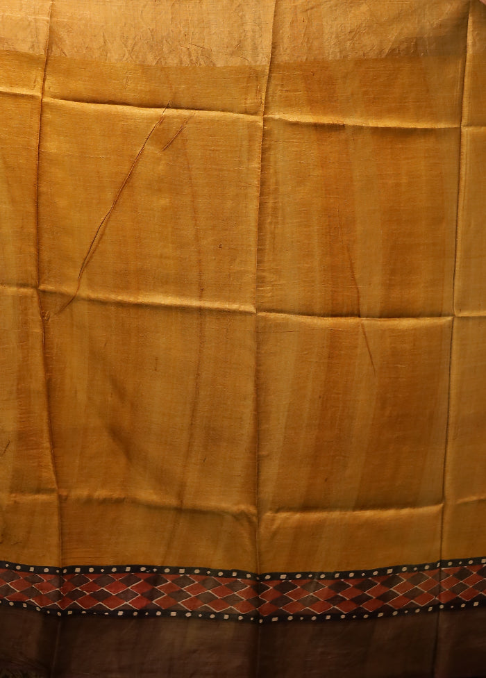 Multicolor Handloom Tussar Pure Silk Saree With Blouse Piece