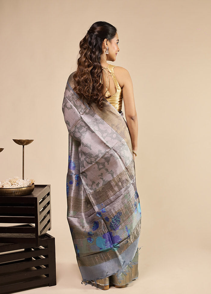 Purple Tussar Silk Saree With Blouse Piece