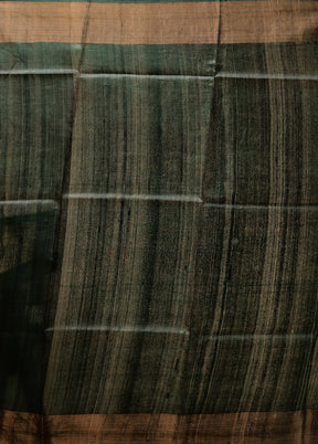 Grey Handloom Tussar Pure Silk Saree With Blouse Piece