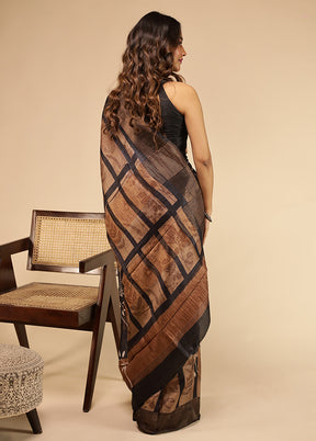 Purple Handloom Tussar Pure Silk Saree With Blouse Piece