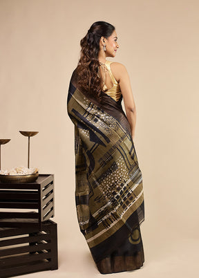 Blue Handloom Tussar Pure Silk Saree With Blouse Piece
