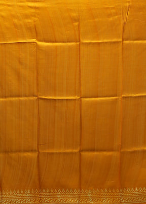 Yellow Printed Pure Silk Saree Without Blouse Piece