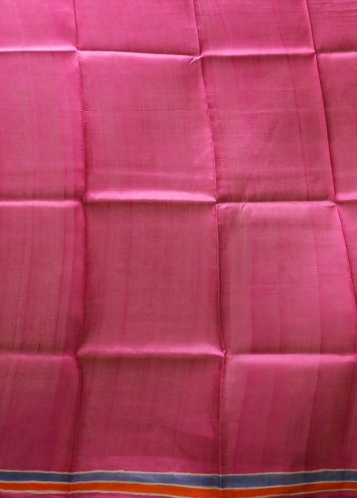 Pink Printed Pure Silk Saree Without Blouse Piece