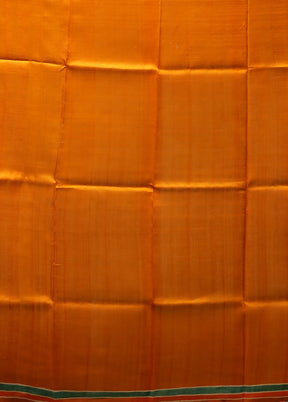 Orange Printed Pure Silk Saree Without Blouse Piece