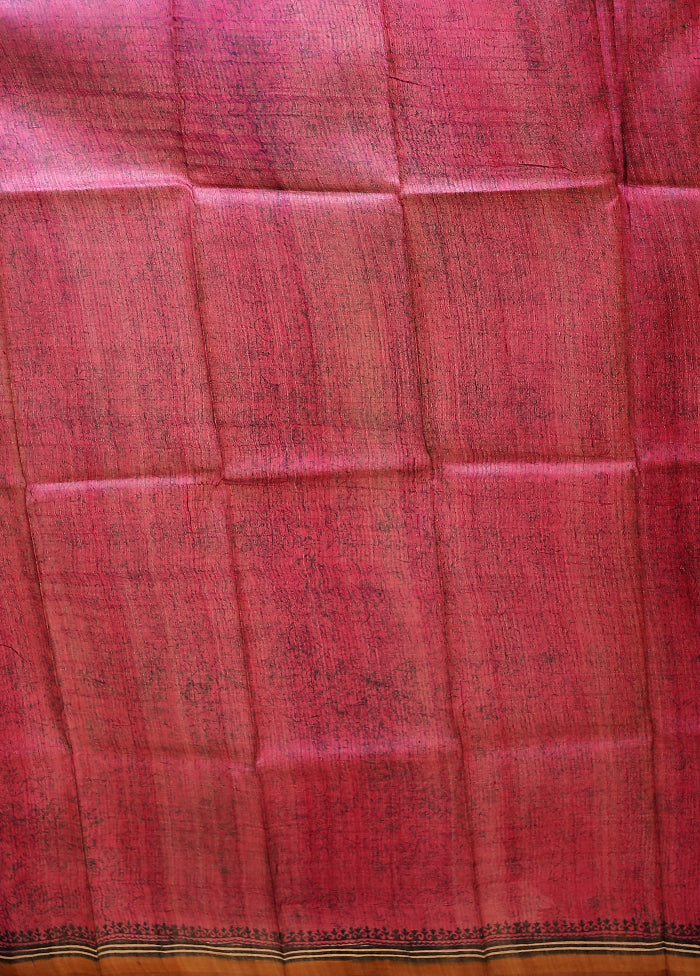 Cream Handloom Tussar Pure Silk Saree With Blouse Piece