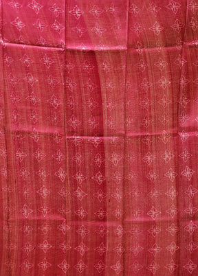 Pink Handloom Tussar Pure Silk Saree With Blouse Piece