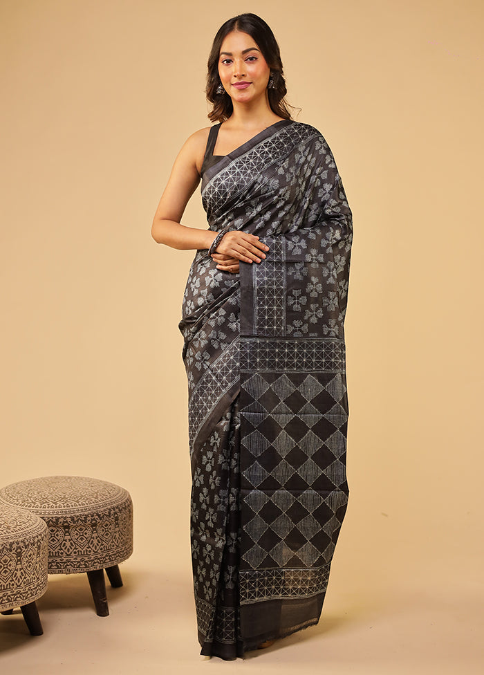 Blue Handloom Tussar Pure Silk Saree With Blouse Piece