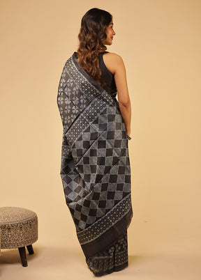 Blue Handloom Tussar Pure Silk Saree With Blouse Piece