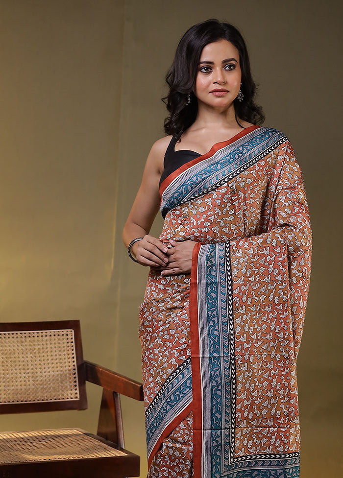 Multicolor Printed Pure Silk Saree Without Blouse Piece