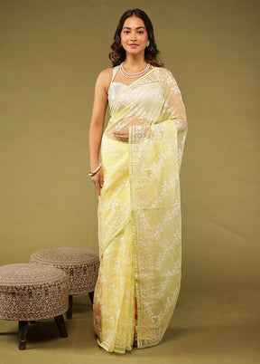 Pink Organza Saree With Blouse Piece