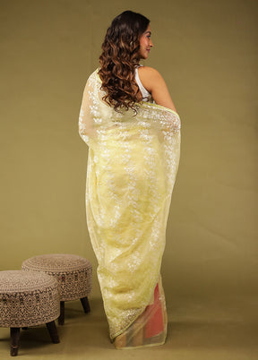 Pink Organza Saree With Blouse Piece