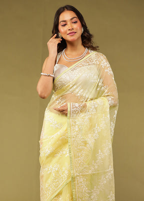 Pink Organza Saree With Blouse Piece