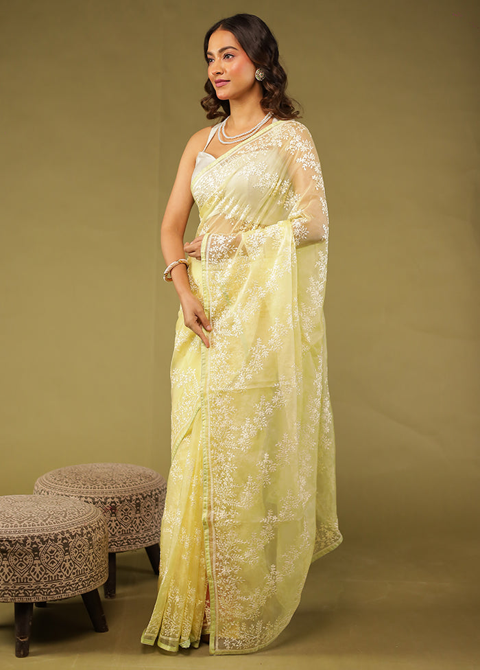 Pink Organza Saree With Blouse Piece
