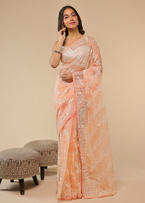 Pink Organza Saree With Blouse Piece