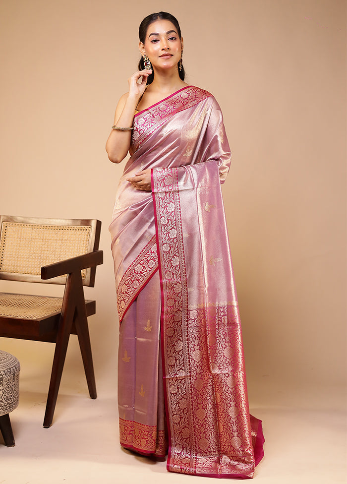 Purple Tissue Silk Saree With Blouse Piece