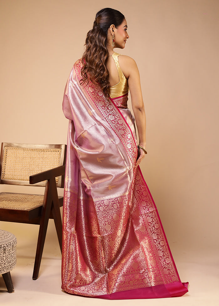 Purple Tissue Silk Saree With Blouse Piece