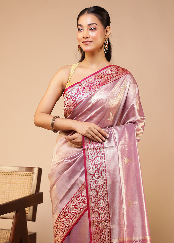 Purple Tissue Silk Saree With Blouse Piece