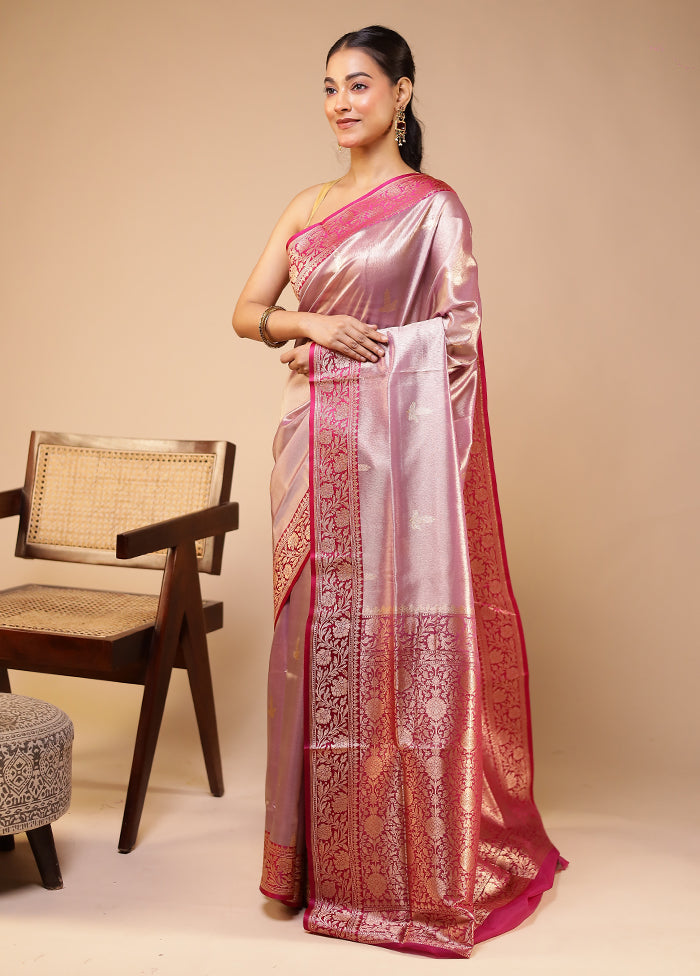 Purple Tissue Silk Saree With Blouse Piece