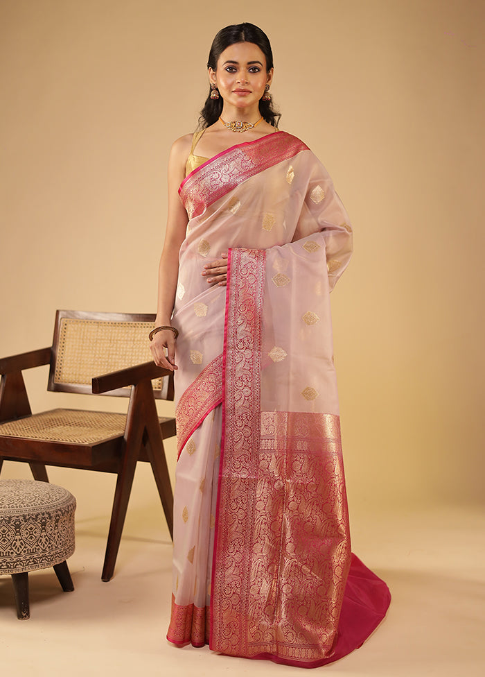 Purple Organza Saree With Blouse Piece