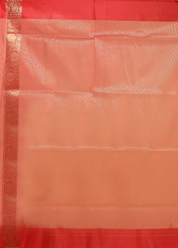 Cream Organza Saree With Blouse Piece