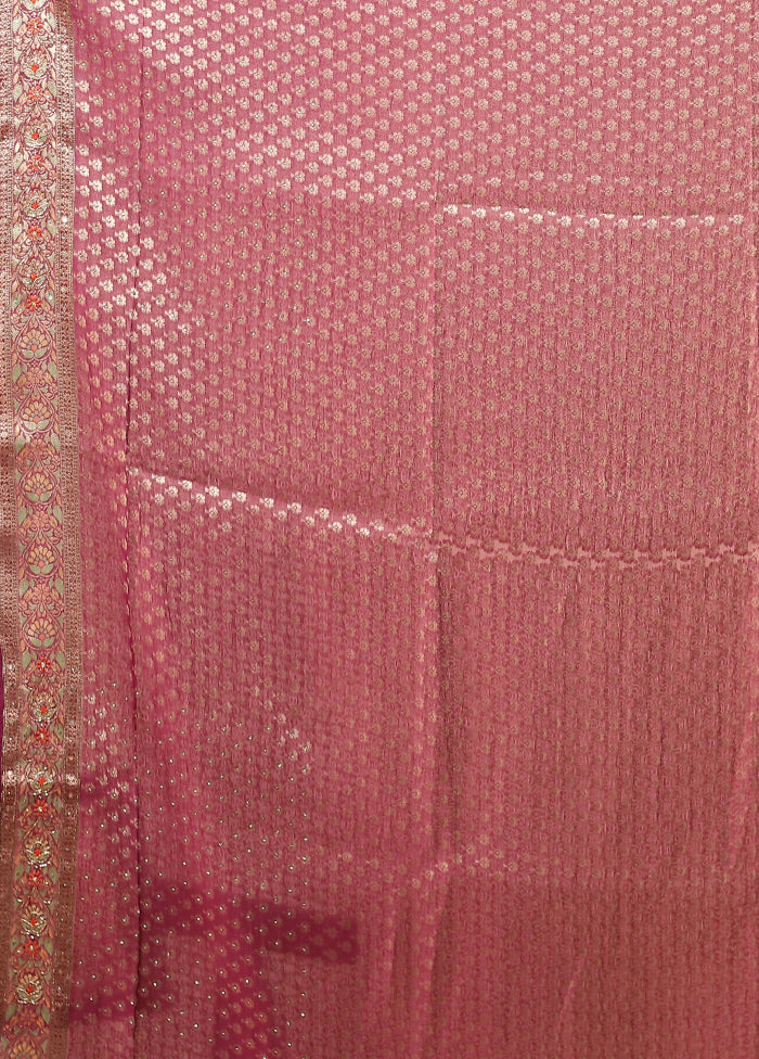 Purple Handloom Pure Georgette Saree With Blouse Piece