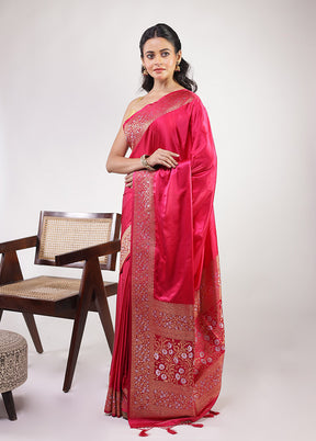 Pink Dupion Silk Saree With Blouse Piece