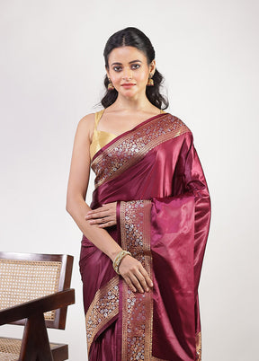 Purple Dupion Silk Saree With Blouse Piece