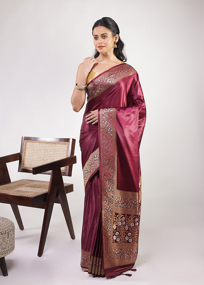 Purple Dupion Silk Saree With Blouse Piece