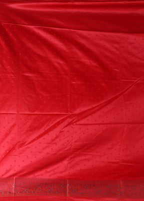 Red Dupion Silk Saree With Blouse Piece