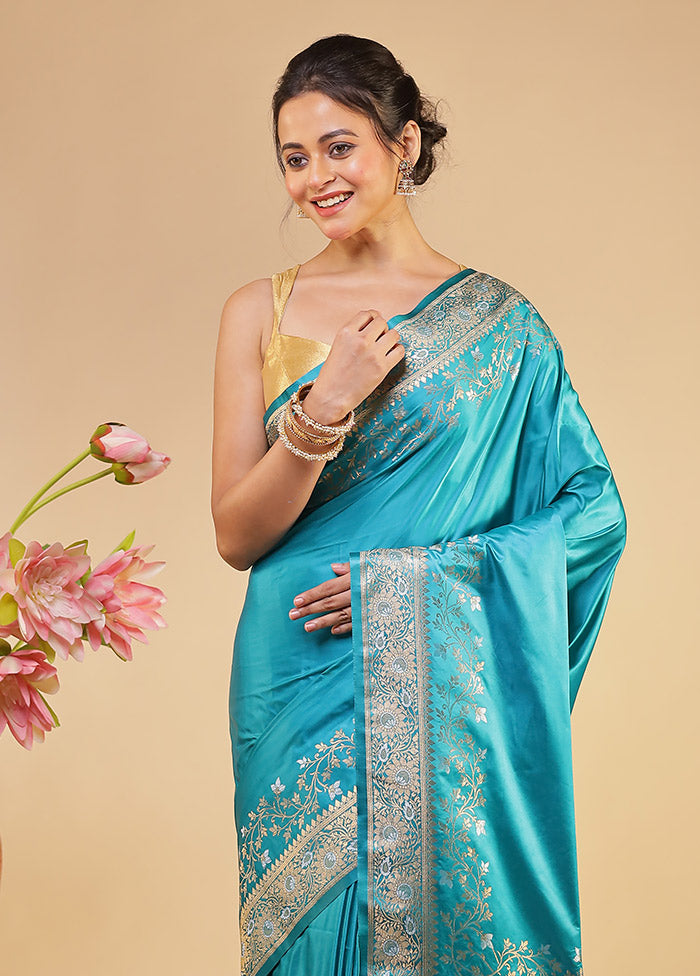 Green Dupion Silk Saree With Blouse Piece