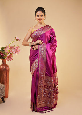 Purple Dupion Silk Saree With Blouse Piece